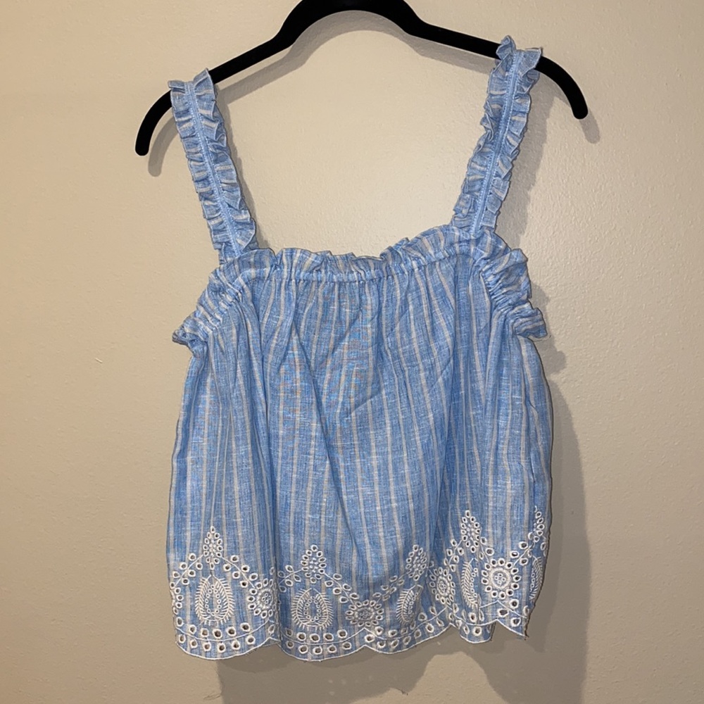 ZARA STRIPED RUFFLED TOP - Picture 6 of 6